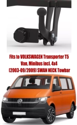 Swan Neck Tow Bar For VW Transporter T5 Van, Minibus (incl. 4x4)  (also version with parking sensors) (incl. Caravelle) (incl. Multivan) (2003-2009) V-119