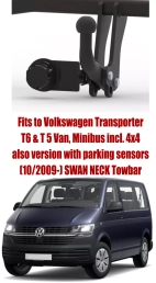 Swan Neck Tow Bar For VW Transporter T5/T6 Van, Minibus (incl. 4x4)                   (also version with parking sensors) (incl. Caravelle) (incl. Multivan) (2009-) V-119