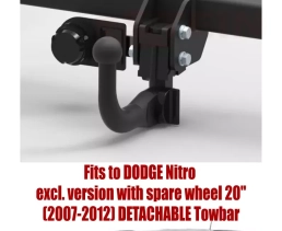 Detachable Tow Bar For DODGE Nitro (2007-2012) (excl. version with spare wheel 20") J-055