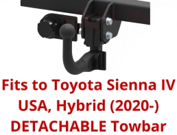 Detachable Swan Neck Tow Bar For Toyota Sienna IV USA Hybrid (2020-) T-247