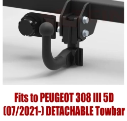Detachable Swan Neck Tow Bar For PEUGEOT 308 III Hatchback 5D (2021-) O-169 (1)