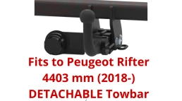 DETACHABLE Swan Neck Tow Bar For Peugeot Rifter 4403mm (2018-) C-024