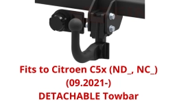 Detachable Swan Neck Tow Bar For CITROEN C5x ND NC (2021-) C-064)