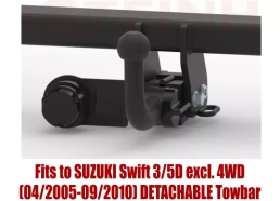 Detachable Tow Bar For SUZUKI Swift 3/5D excl. 4WD 2005-2010 S-384
