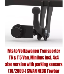 Swan Neck Tow Bar For VW Transporter T5/T6 Van, Minibus (incl. 4x4)                   (also version with parking sensors) (incl. Caravelle) (incl. Multivan) (2009-) V-119