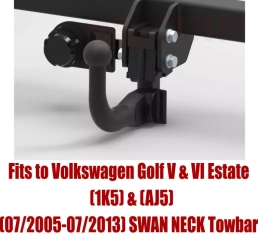 Detachable Swan Neck Tow Bar For Volkswagen Golf V & VI  Estate (1K5) (AJ5) (2005-2013) V-073