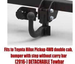 Detachable Swan Neck Tow Bar For TOYOTA Hilux Pickup (4WD) double cab, bumper with step without carry bar (2016-) T-152