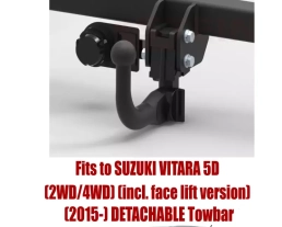 Detachable Swan Neck Tow Bar For SUZUKI Vitara 5D 2WD/4WD (Facelift) (2015-) S-406