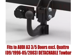 Detachable Swan Neck Tow Bar For AUDI A3 3/5 Doors (excl. Quattro) (1996-2003) V-060/1