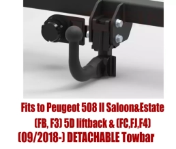 Detachable Swan Neck Tow Bar For PEUGEOT 508 II FB,F3,FC,FJ,F4 (2018-) P-069