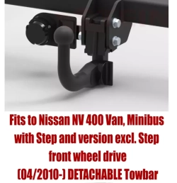 Detachable Swan Neck Tow Bar For NISSAN NV 400 Van Minibus (2010-) R-061