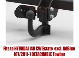 Detachable Swan Neck Tow Bar For Hyundai i40 CW Estate (excl. AdBlue) (2011-) H-250