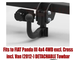 Detachable Swan Neck Tow Bar For FIAT Panda III 4x4 (4WD) (2012-) F-151