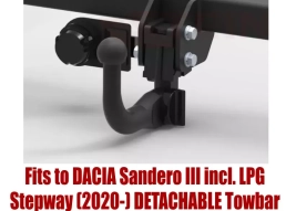 Detachable Swan Neck Tow Bar For DACIA Sandero III (2020-) D-087