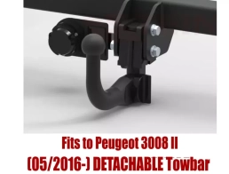 Detachable Swan Neck Tow Bar For PEUGEOT 3008 II "(incl. Ad Blue) (excl. Hybrid)" (2016-) P-063