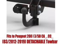 Detachable Swan Neck Tow Bar For PEUGEOT 208 I 3/5 Door CA_CC_ (2012-2019) P-020