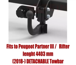 Detachable Swan Neck Tow Bar For PEUGEOT Partner III / Rifter (2018-) O-158