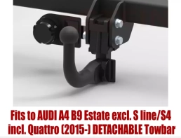 Detachable Swan Neck Tow Bar For AUDI A4 B9 Estate Estate (incl. Quattro) (excl. S line / S4) (2015-2024) A-122