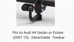 Detachable Swan Neck Tow Bar For Audi A4 Sedan or Estate 4D (incl. Quattro) (incl. S-Line) (2008-15) A-075