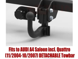 Detachable Swan Neck Tow Bar For Audi A4 Saloon (incl. Quattro) (2004-2007) A-085