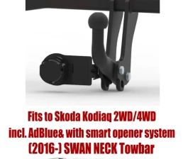 Swan Neck Tow Bar For SKODA Kodiaq 2WD/4WD (incl. AdBlue) (incl. version with smart opener system) (2016-24) S-291