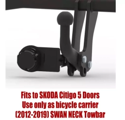 Swan Neck Tow Bar For SKODA Citigo 5D (Use only as bicycle carrier)(2012-2019) V-160