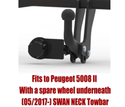Swan Neck Tow Bar For PEUGEOT 5008 II (With a spare wheel underneath) (2017-24) P-070