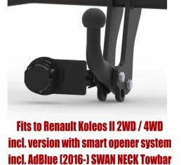 Swan Neck Tow Bar For RENAULT Koleos II 2WD/4WD (2016-) R-051