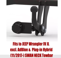 Swan Neck Tow Bar For JEEP Wrangler IV (JL) 2D/4D/Plug-in Hybrid  (excl. AdBlue)  (2017-) J-077
