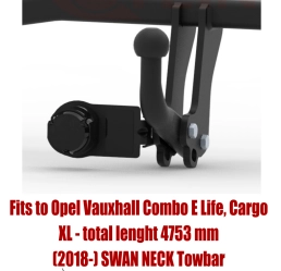 Swan Neck Tow Bar For VAUXHALL Combo E XL Life, Cargo (2018-) C-059